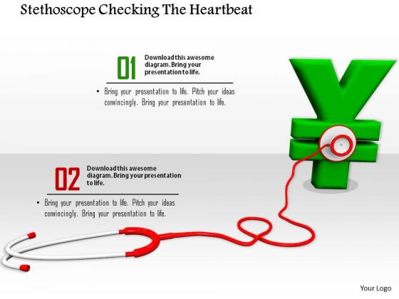 Stock Photo Stethoscope On Green Yen Symbol PowerPoint Slide