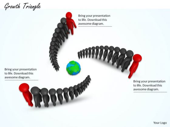 Stock Photo Three Teams Standing Around Globe PowerPoint Slide