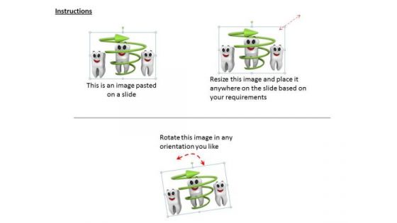 Stock Photo Three Teeths With One Under Green Arrow Shows Dental Health PowerPoint Slide