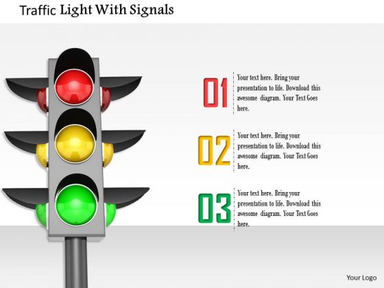 Stock Photo Traffic Light With Signals PowerPoint Slide
