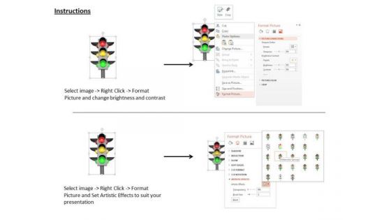Stock Photo Traffic Light With Signals PowerPoint Slide
