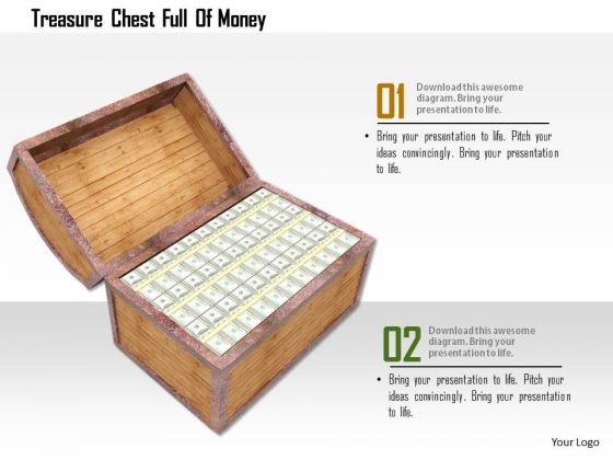 Stock Photo Treasure Chest Full Of Money PowerPoint Slide