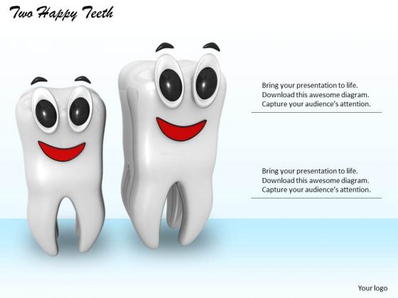Stock Photo Two Happy Teeth Standing Together Pwerpoint Slide