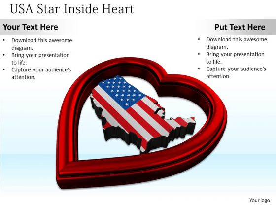 Stock Photo Usa Map Inside Red Heart Symbol PowerPoint Slide