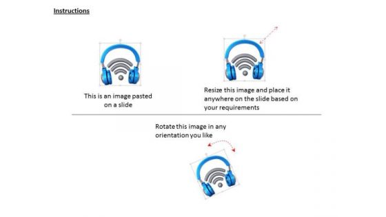 Stock Photo Wireless Signal With Blue Headphones PowerPoint Slide