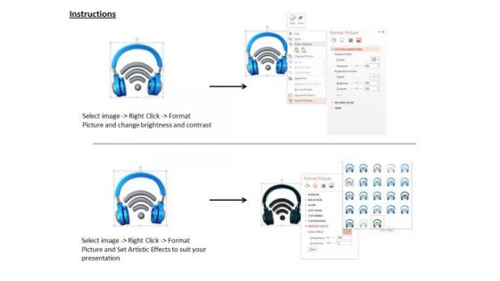 Stock Photo Wireless Signal With Blue Headphones PowerPoint Slide