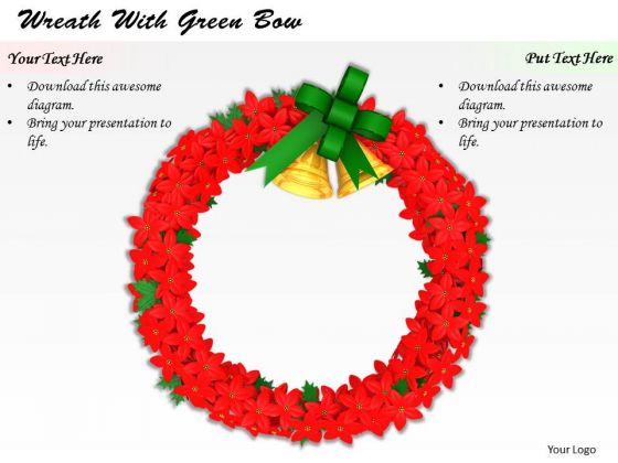 Stock Photo Wreath Of Red Flowers With Golden Bells PowerPoint Slide