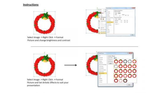 Stock Photo Wreath Of Red Flowers With Golden Bells PowerPoint Slide