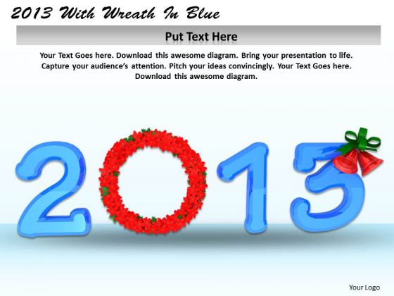 Stock Photo Year 2013 With Flower Wreath PowerPoint Slide
