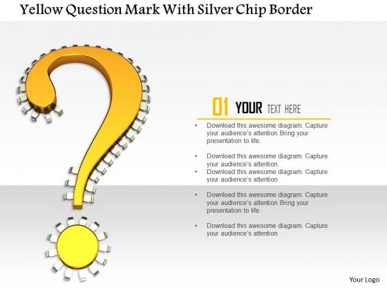 Stock Photo Yellow Question Mark With Silver Chip Border PowerPoint Slide PowerPoint Slide