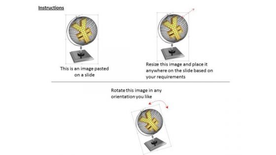 Stock Photo Yen Symbol On Globe For Currency Value PowerPoint Slide
