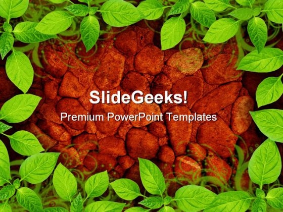 Stone Wall Surface With Green Nature PowerPoint Themes And PowerPoint Slides 0311