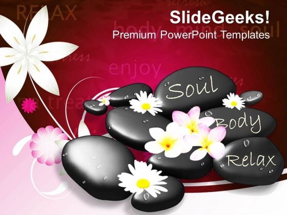 Stones And Flowers Spa Massage PowerPoint Templates Ppt Backgrounds For Slides 0313