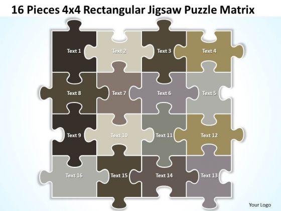 Strategic Management 16 Pieces 4x4 Rectangular Jigsaw Puzzle Matrix Business Diagram