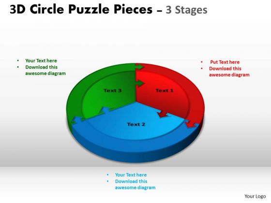 Strategic Management 3d Circle Diagram Puzzle Diagram 3 Stages Sales Diagram