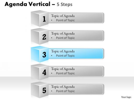 Strategic Management Agenda Vertical 5 Steps Sales Diagram