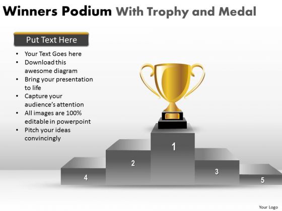 Strategic Management Winners Podium With Trophy And Medal Marketing Diagram