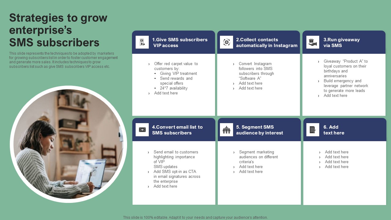 Strategies To Grow Enterprises SMS Subscribers Text Message Marketing Strategies Portrait Pdf