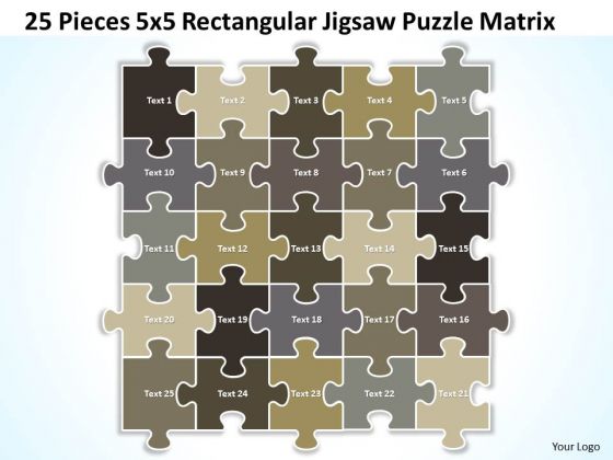 Strategy Diagram 25 Pieces 5x5 Rectangular Jigsaw Puzzle Matrix Business Diagram