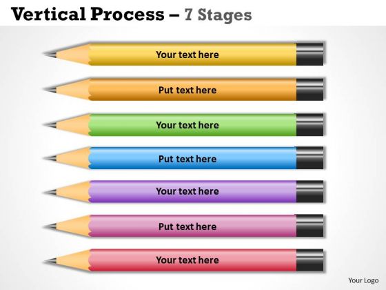 Strategy Diagram Color Pencils Vertical Process 7 Stages Marketing Diagram