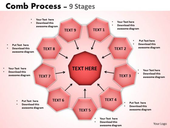 Strategy Diagram Comb Process 9 Stages Sales Diagram