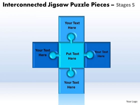 Strategy Diagram Interconnected Jigsaw Puzzle Pieces Stages 5 Strategic Management