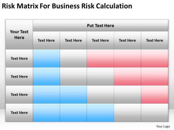 Strategy PowerPoint Template Risk Matrix For Business Calculation Ppt Slides