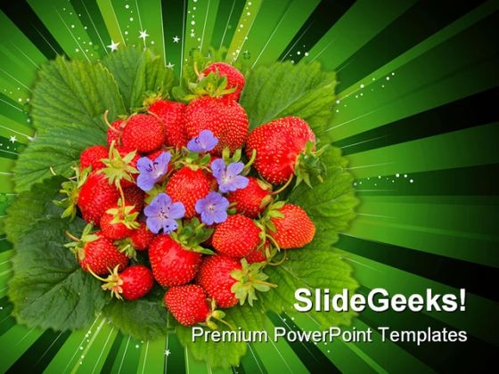 Strawberries Food PowerPoint Template 0810