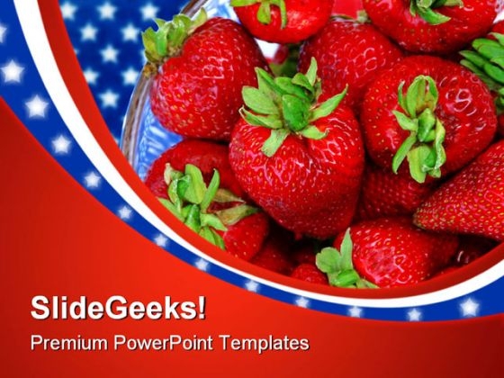 Strawberries On Flag Americana PowerPoint Templates And PowerPoint Backgrounds 0211