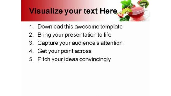 Strawberry Kiwi Tea For Health Food PowerPoint Themes And PowerPoint Slides 0411