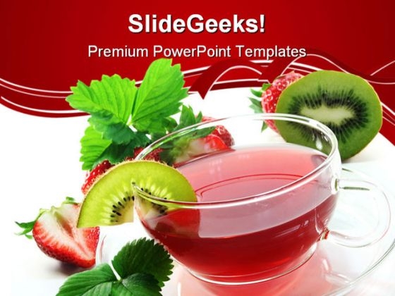 Strawberry Kiwi Tea For Health Food PowerPoint Themes And PowerPoint Slides 0411