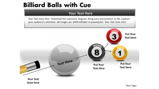 Stripe Billiard Balls With Cue PowerPoint Slides And Ppt Diagram Templates