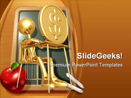 Student Studying Dollar PowerPoint Template 0810