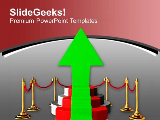 Success Arrow On Podium Winner PowerPoint Templates Ppt Backgrounds For Slides 0313