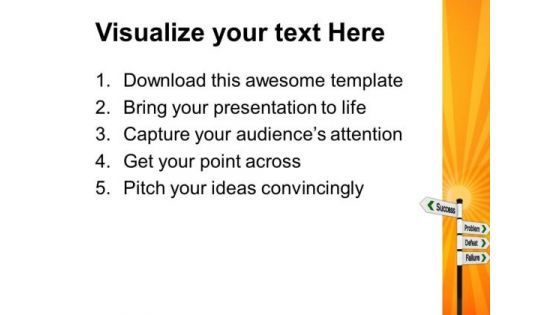 Success Defeat Signpost Business PowerPoint Templates And PowerPoint Themes 0612