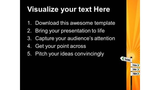 Success Defeat Signpost Business PowerPoint Templates And PowerPoint Themes 0612