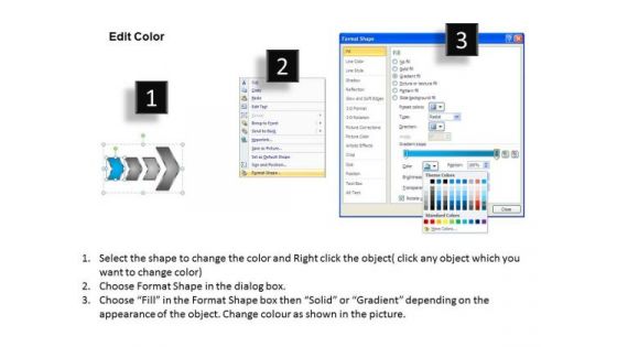 Success PowerPoint Template Arrow Demonstration Of 3 Steps Working With Slide Numbers Design