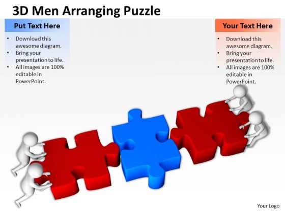Successful Business Men 3d Arranging Puzzle PowerPoint Templates Ppt Backgrounds For Slides