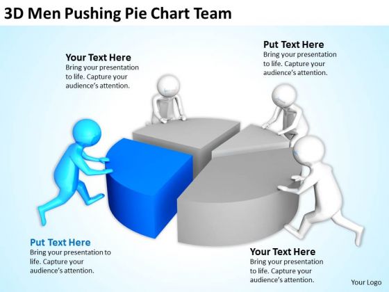 Successful Business Men Pushing Pie Chart Team PowerPoint Templates Ppt Backgrounds For Slides