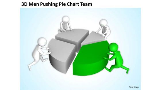 Successful Business Men Pushing Pie Chart Team PowerPoint Templates Ppt Backgrounds For Slides