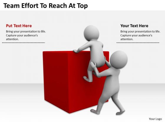 Successful Business Men Team Effort To Reach At Top PowerPoint Slides