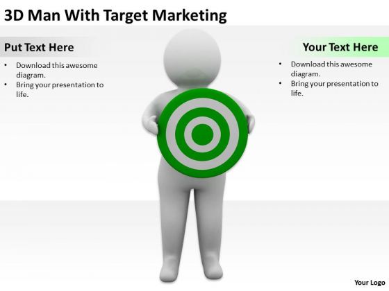 Successful Business People 3d Man With Target Marketing PowerPoint Slides