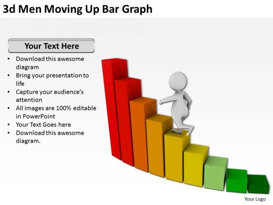 Successful Business People 3d Men Moving Up Bar Graph PowerPoint Templates