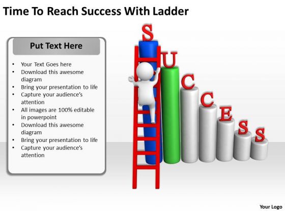 Successful Business People Time To Reach With Ladder PowerPoint Templates