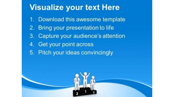 Successful Team On Winners Podium PowerPoint Templates Ppt Backgrounds For Slides 0713