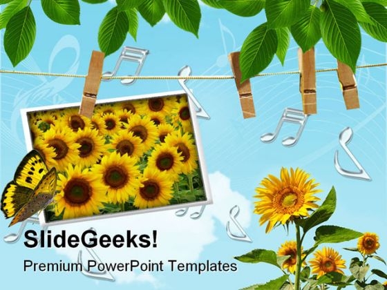 Sun Flowers Beauty PowerPoint Template 0610