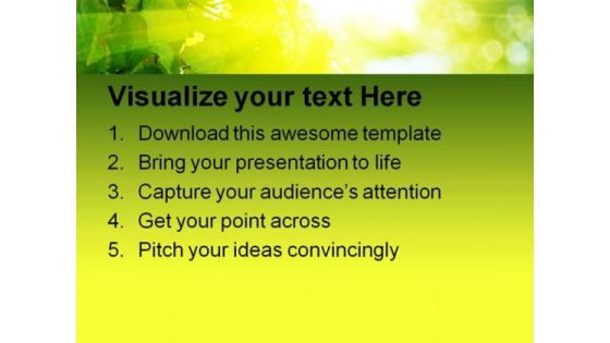 Sun Light Through Leaves Nature PowerPoint Background And Template 1210