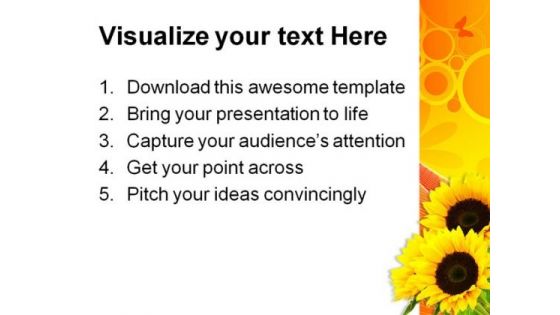Sunflower Abstract Beauty PowerPoint Template 0810