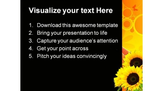 Sunflower Abstract Beauty PowerPoint Template 0810