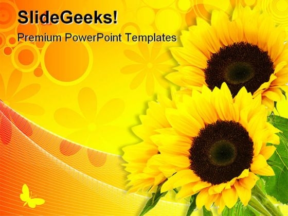 Sunflower Abstract Beauty PowerPoint Template 0810